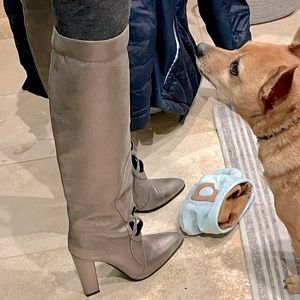 Hermes Vintage semelle cuie pewter color leather high boots size 36.5